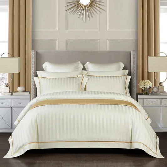 Opulence Blanche - Ensemble de Housse de Couette en Coton Égyptien
