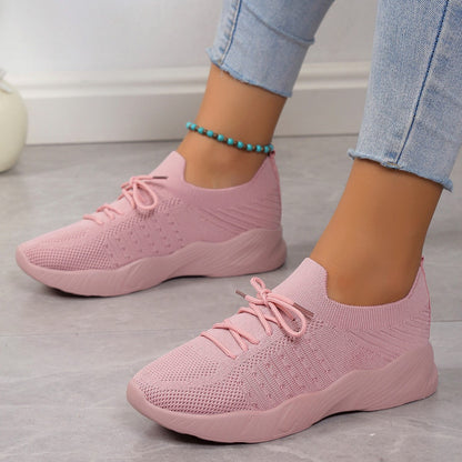 Yuna – Åndbare mesh damesneakers med snørebånd og platformsål