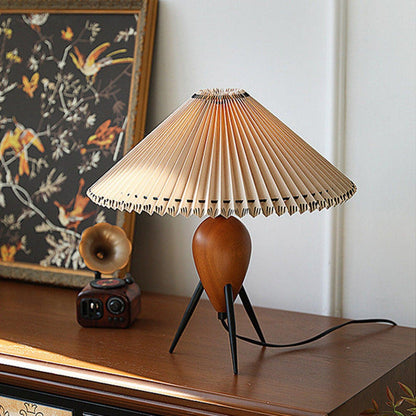 NatureBeam - Tripod LED Lamp with Walnut and Fabric Shade