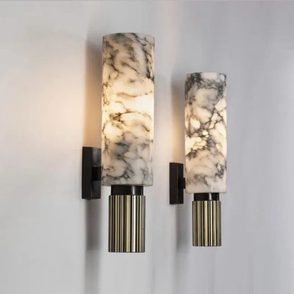 SpanishAura - Lampe murale en marbre avec accents en cuivre