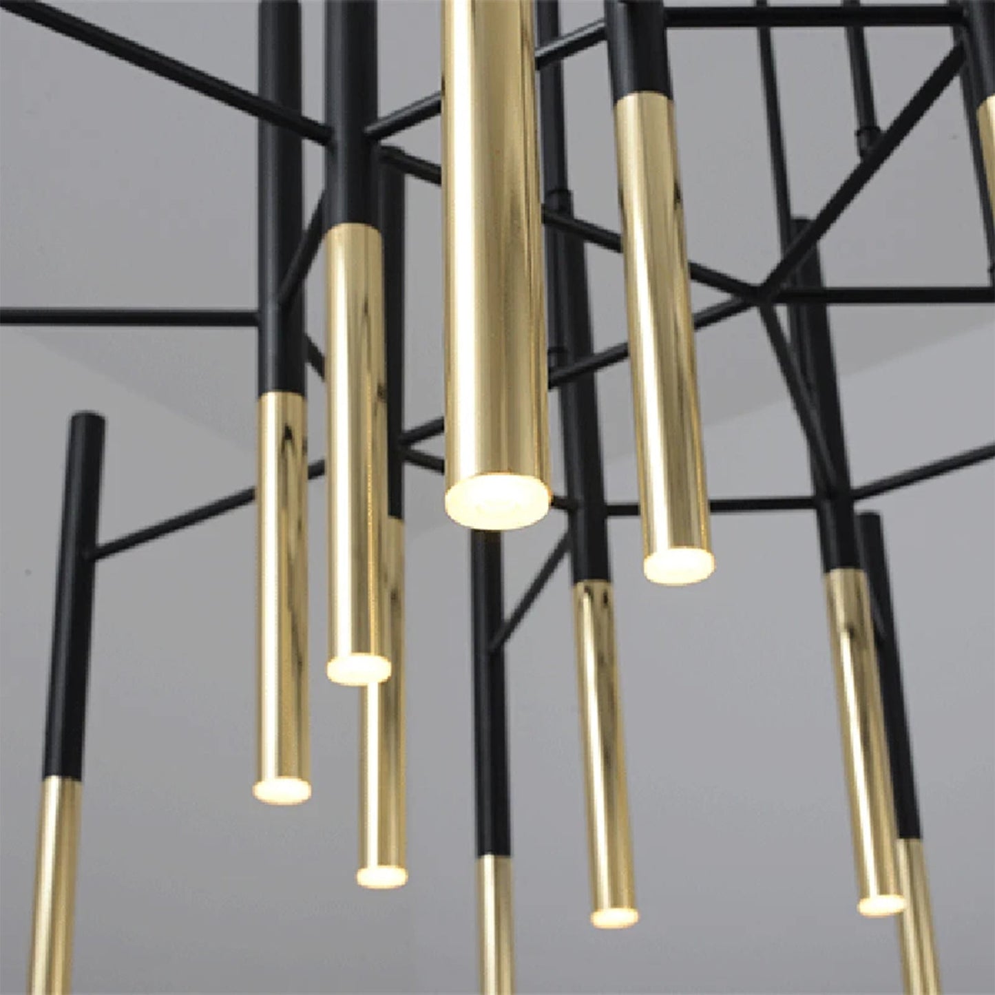 NoirLuxe - Sleek Black and Gold Chandelier