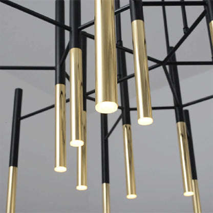 NoirLuxe - Sleek Black and Gold Chandelier