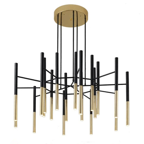 NoirLuxe - Sleek Black and Gold Chandelier