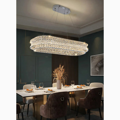 ShimmerGlow - Elegant Oval Crystal Chandelier