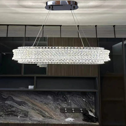 ShimmerGlow - Elegant Oval Crystal Chandelier