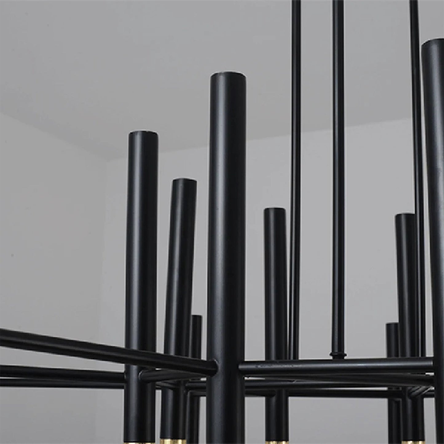 NoirLuxe - Sleek Black and Gold Chandelier