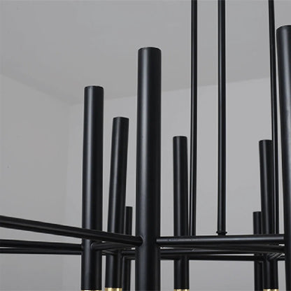 NoirLuxe - Sleek Black and Gold Chandelier
