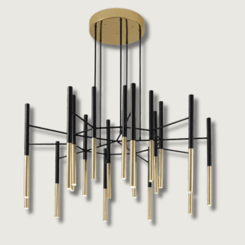 NoirLuxe - Sleek Black and Gold Chandelier
