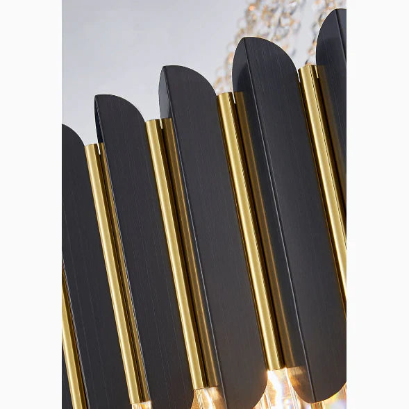 NightAura - Round Chandelier with Black Crystal and Gunmetal Finish