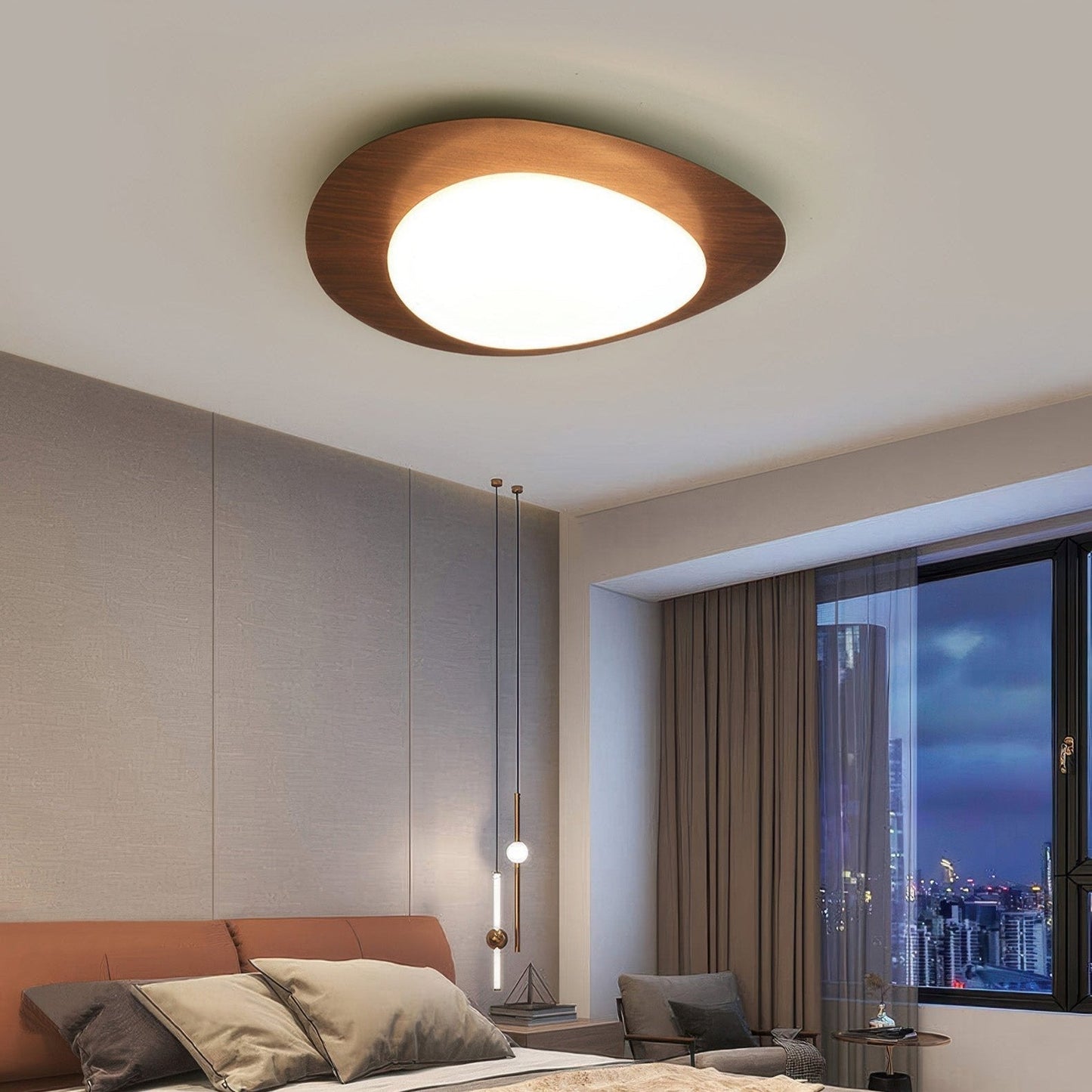 PebbleGlow | Scandinavian Wooden Ceiling Light