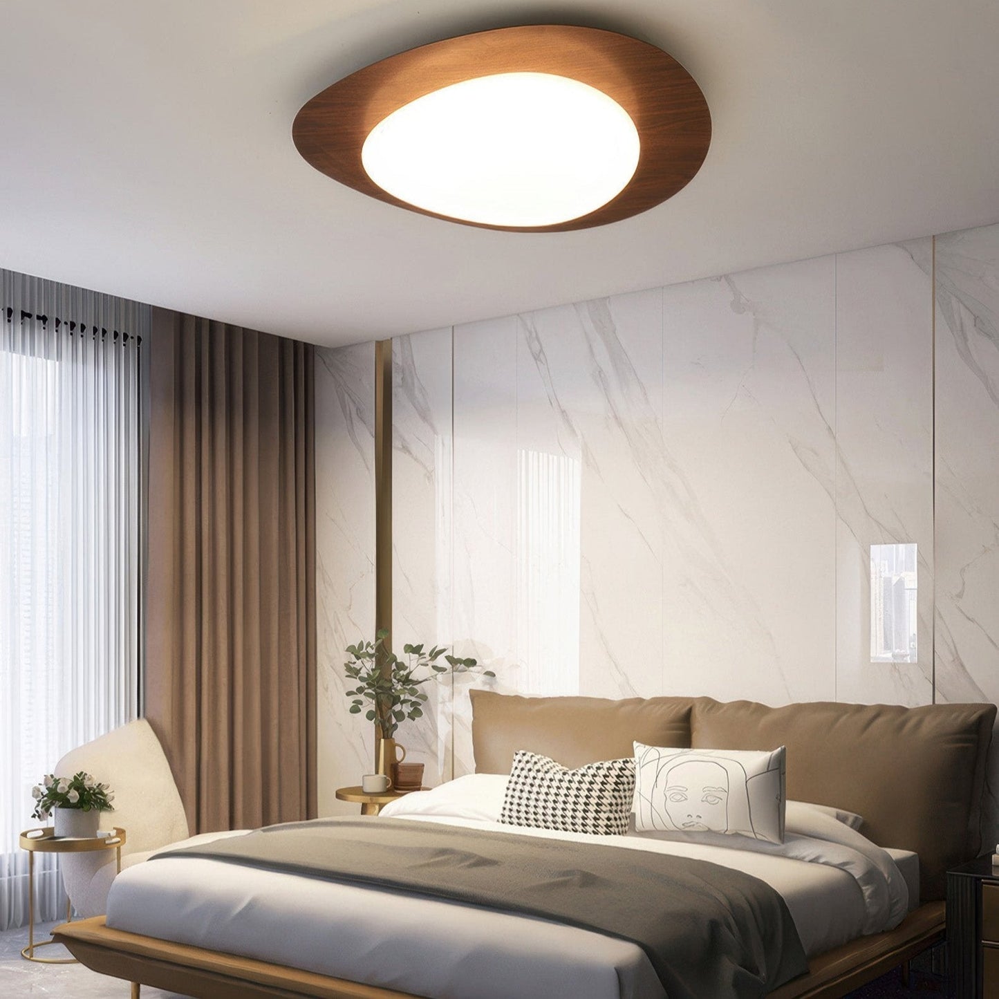 PebbleGlow | Scandinavian Wooden Ceiling Light