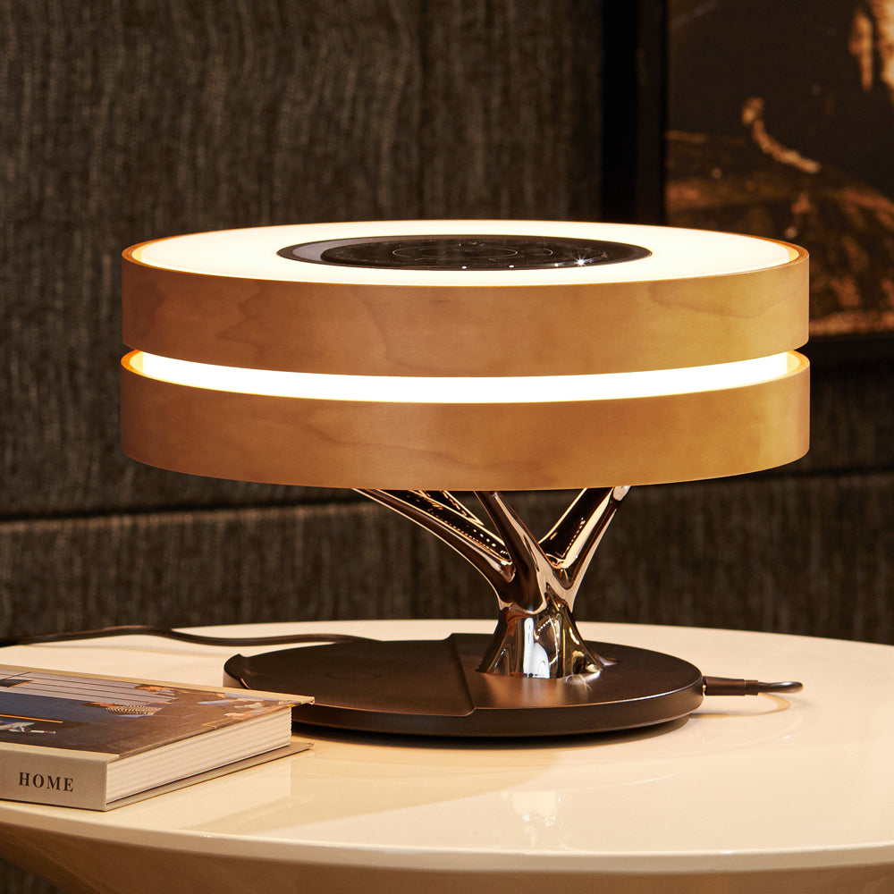 SmartGlow - Moderne Schreibtischlampe mit Lautsprecher und kabellosem Ladegerät