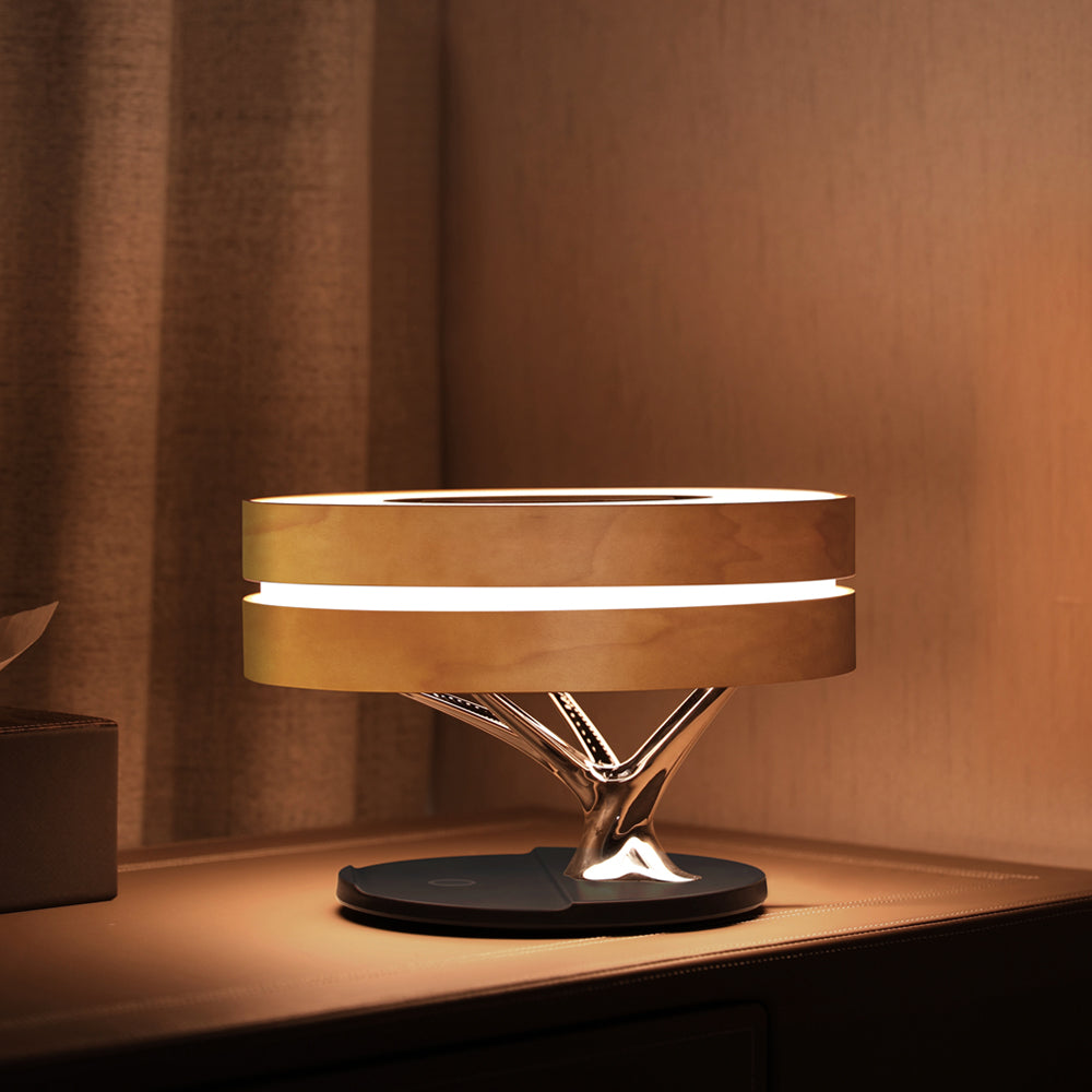SmartGlow - Moderne Schreibtischlampe mit Lautsprecher und kabellosem Ladegerät