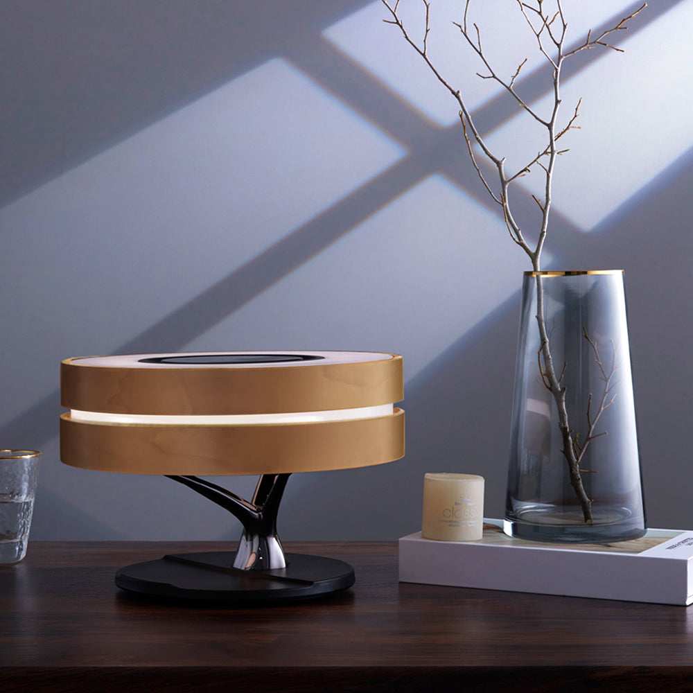 SmartGlow - Moderne Schreibtischlampe mit Lautsprecher und kabellosem Ladegerät