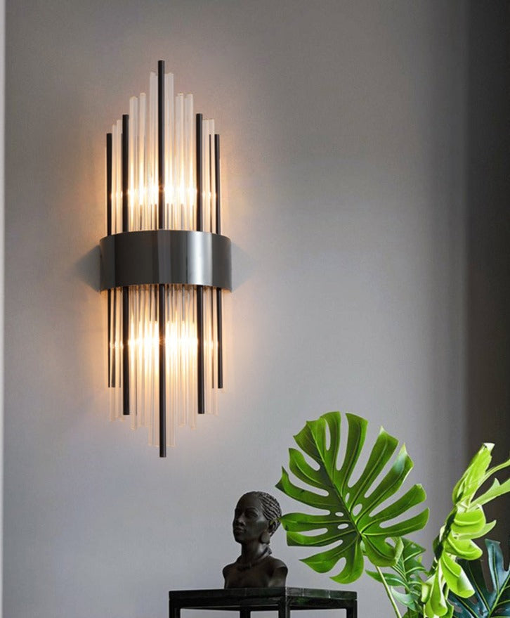 RadiantLux - Guld Krystal Væglampe med Bæredygtigt Design