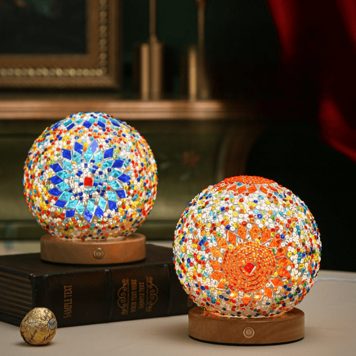 MosaicGlow - Boho Glas Bordlampe Farverig