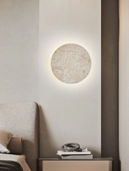 RoundStone - Applique murale ronde en travertin