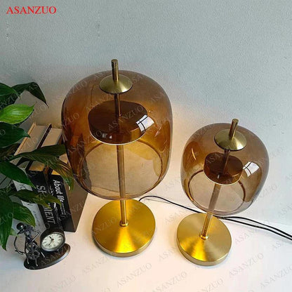 MistLume - Lampe de table en verre gris