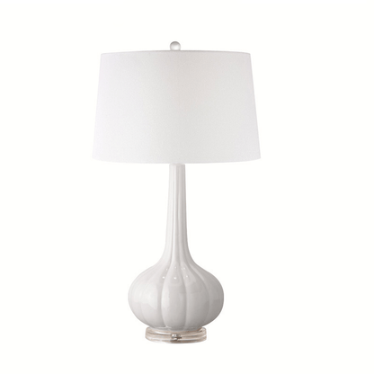SereneGlow – Ceramic Table Lamp with White Fabric Shade