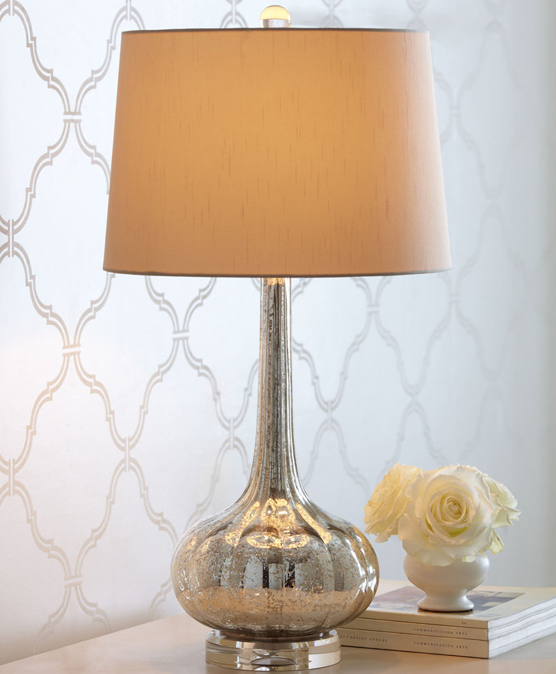 SereneGlow – Ceramic Table Lamp with White Fabric Shade