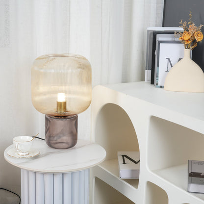 GlowSphere - Oval bordlampe af glas og metal