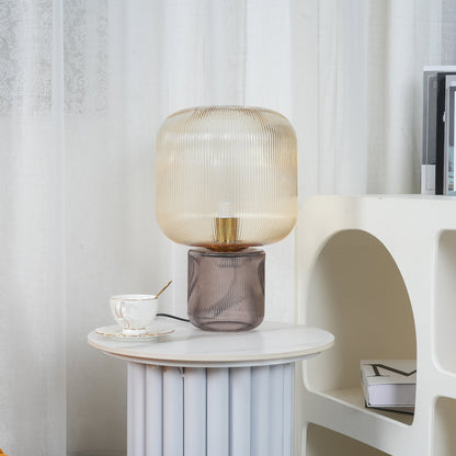 GlowSphere - Oval bordlampe af glas og metal