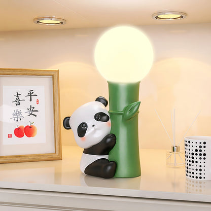 BambooGlow - Lampe de table avec éléments panda et lumière chaude en bambou