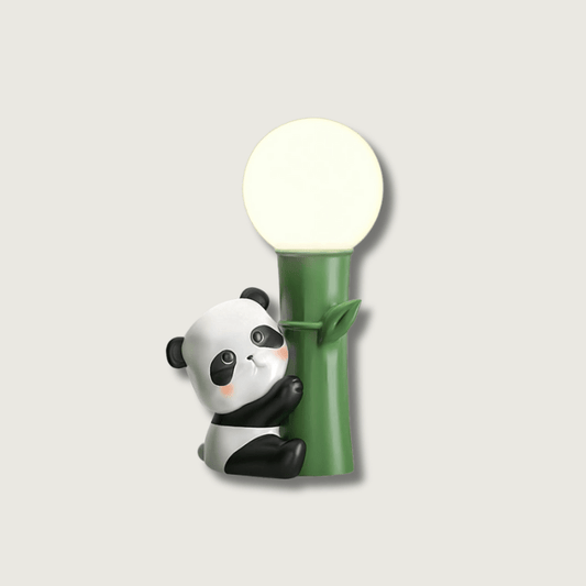 BambooGlow - Lampe de table avec éléments panda et lumière chaude en bambou