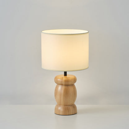 WoodPebble - Lampe de table avec base en bois en forme de pierre et lumière chaude