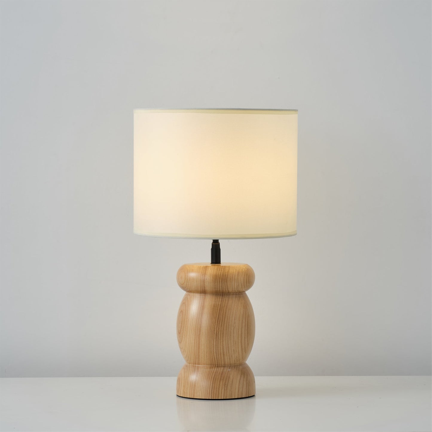 WoodPebble - Lampe de table avec base en bois en forme de pierre et lumière chaude