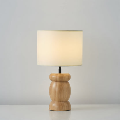 WoodPebble - Lampe de table avec base en bois en forme de pierre et lumière chaude