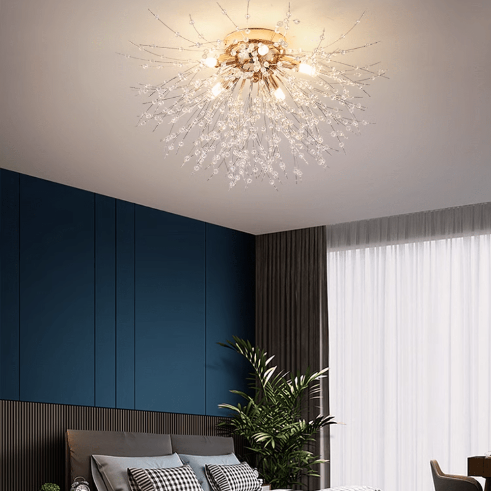 OpalGleam | LED-Hängeleuchte in Weiß und Gold für Schlafzimmer und Esszimmer