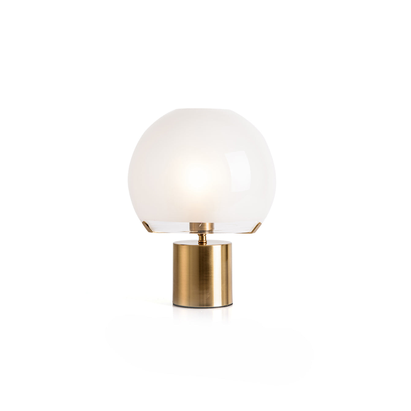 OrbaLuxe – Excentrisk bordlampe med gennemsigtig glasbase