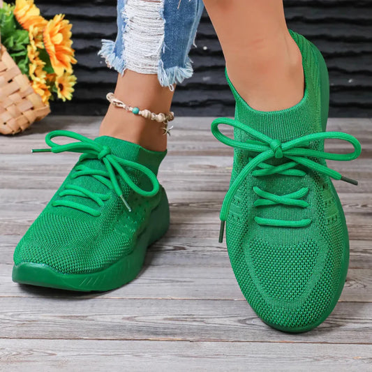 Yuna – Åndbare mesh damesneakers med snørebånd og platformsål