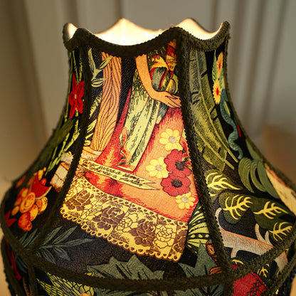 VintageBloom - Lampe de table avec motif floral français et franges