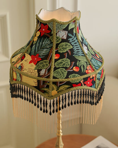 VintageBloom - Lampe de table avec motif floral français et franges