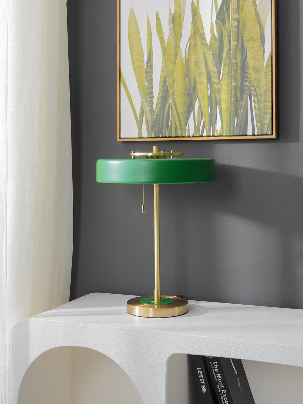 LuxeGlow - Spun Metal Table Lamp with Pull Cord Switch