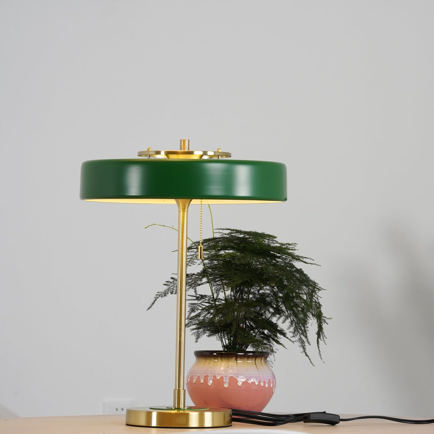 LuxeGlow - Spun Metal Table Lamp with Pull Cord Switch
