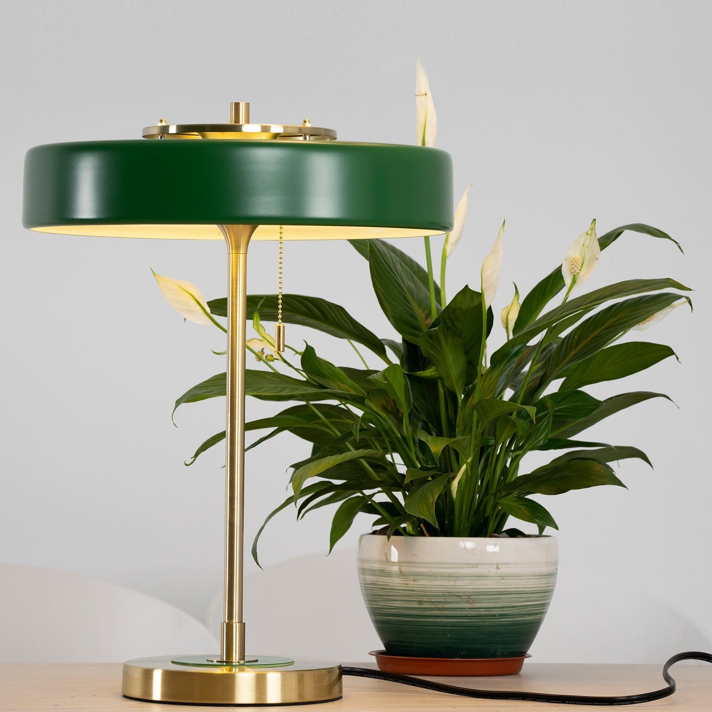 LuxeGlow - Spun Metal Table Lamp with Pull Cord Switch