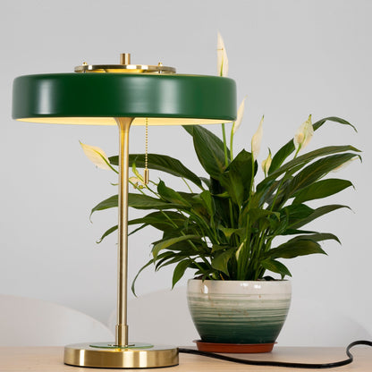LuxeGlow - Spun Metal Table Lamp with Pull Cord Switch