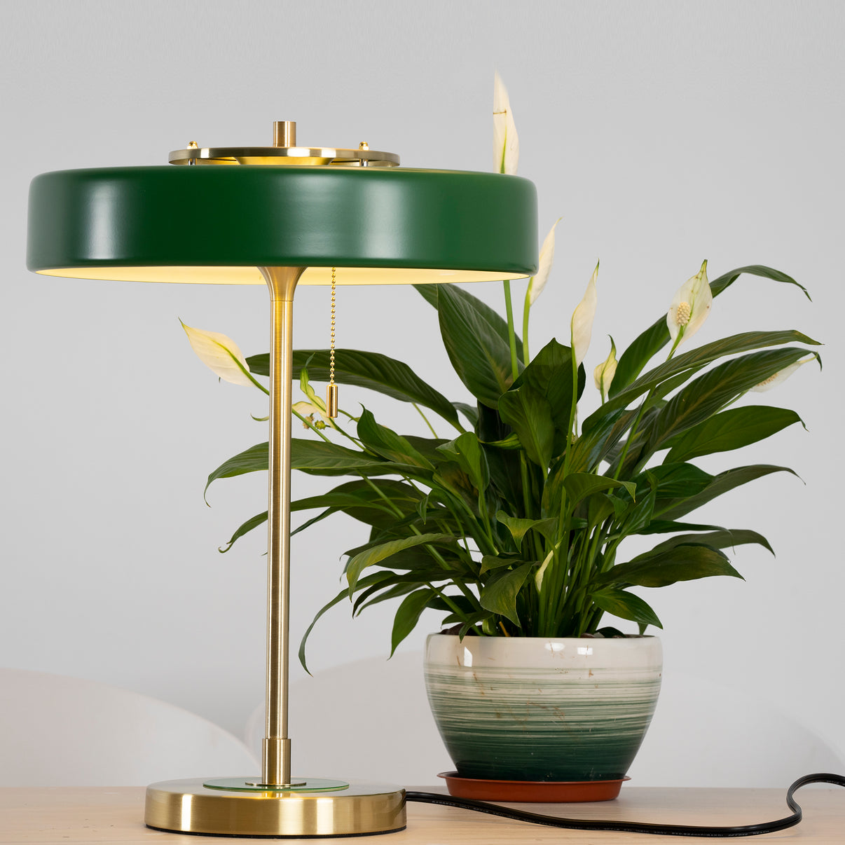 LuxeGlow - Spun Metal Table Lamp with Pull Cord Switch