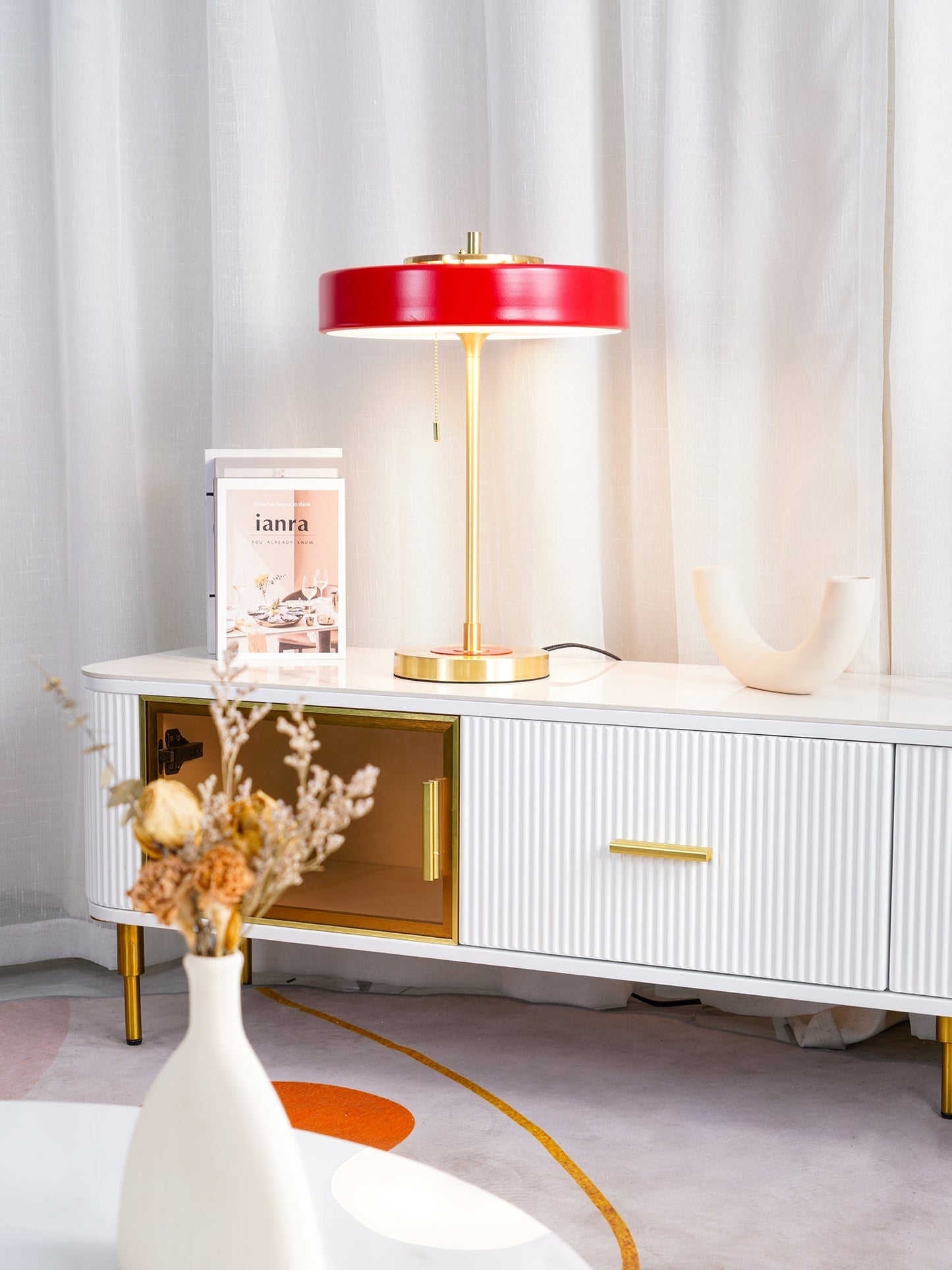 LuxeGlow - Spun Metal Table Lamp with Pull Cord Switch