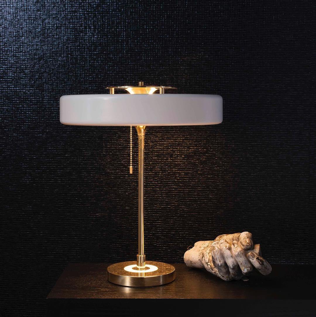 LuxeGlow - Spun Metal Table Lamp with Pull Cord Switch