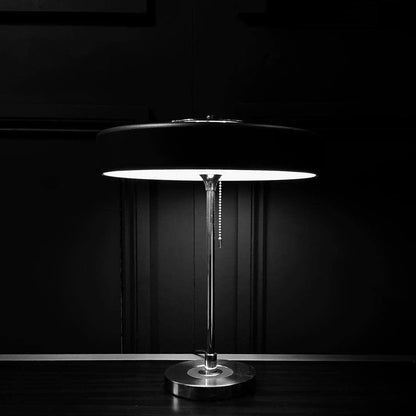 LuxeGlow - Spun Metal Table Lamp with Pull Cord Switch