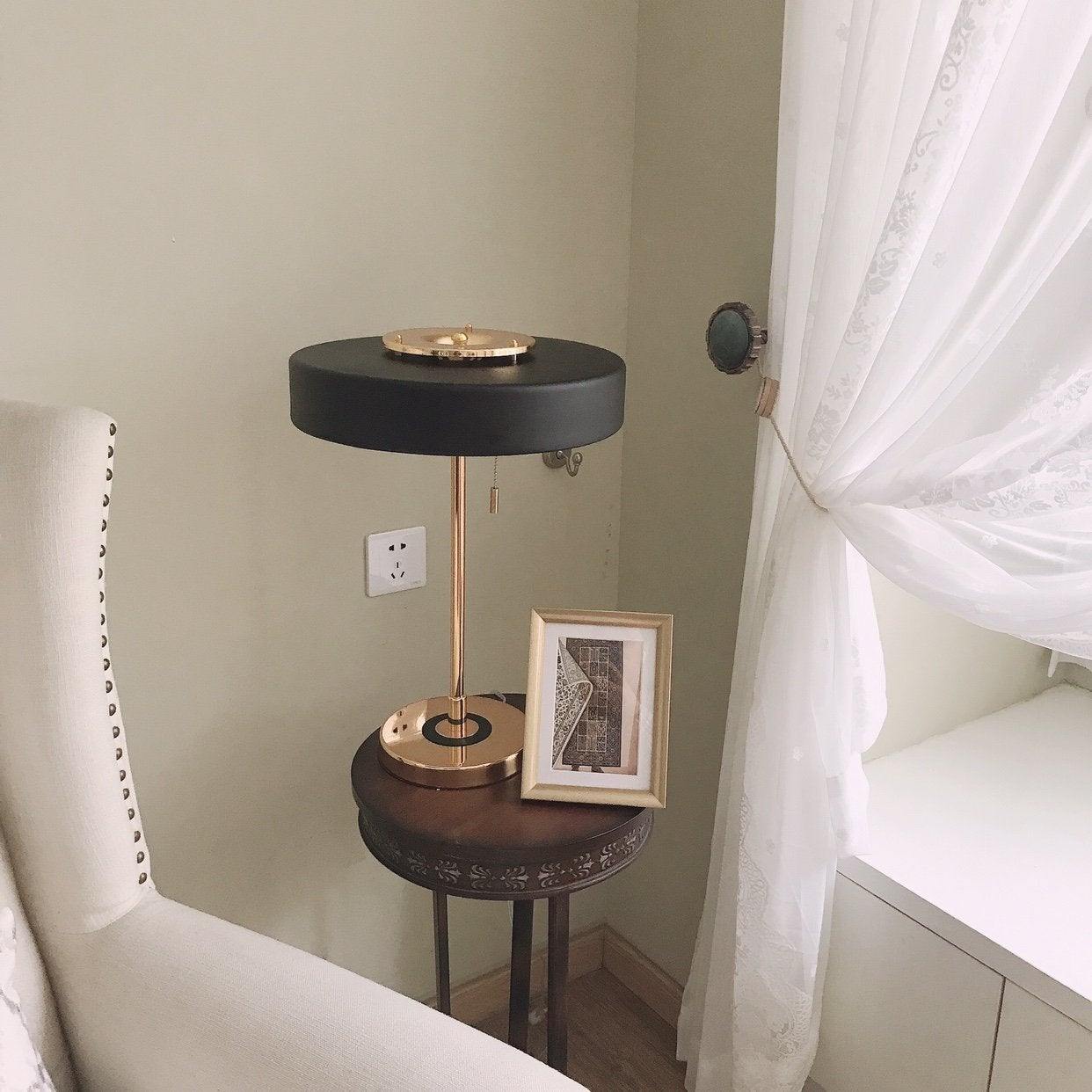 LuxeGlow - Spun Metal Table Lamp with Pull Cord Switch