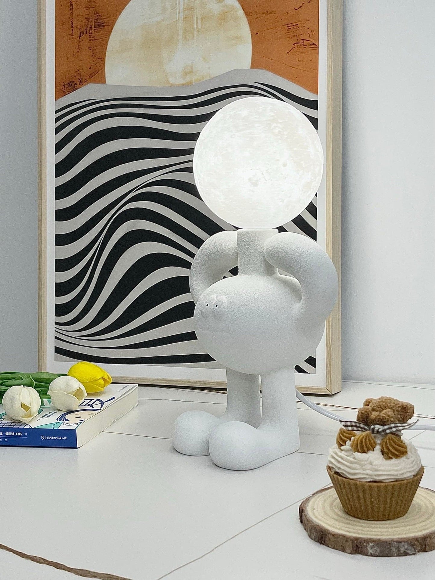 BotLuxe - Lampe de table avec design créatif de robot et lumière agréable