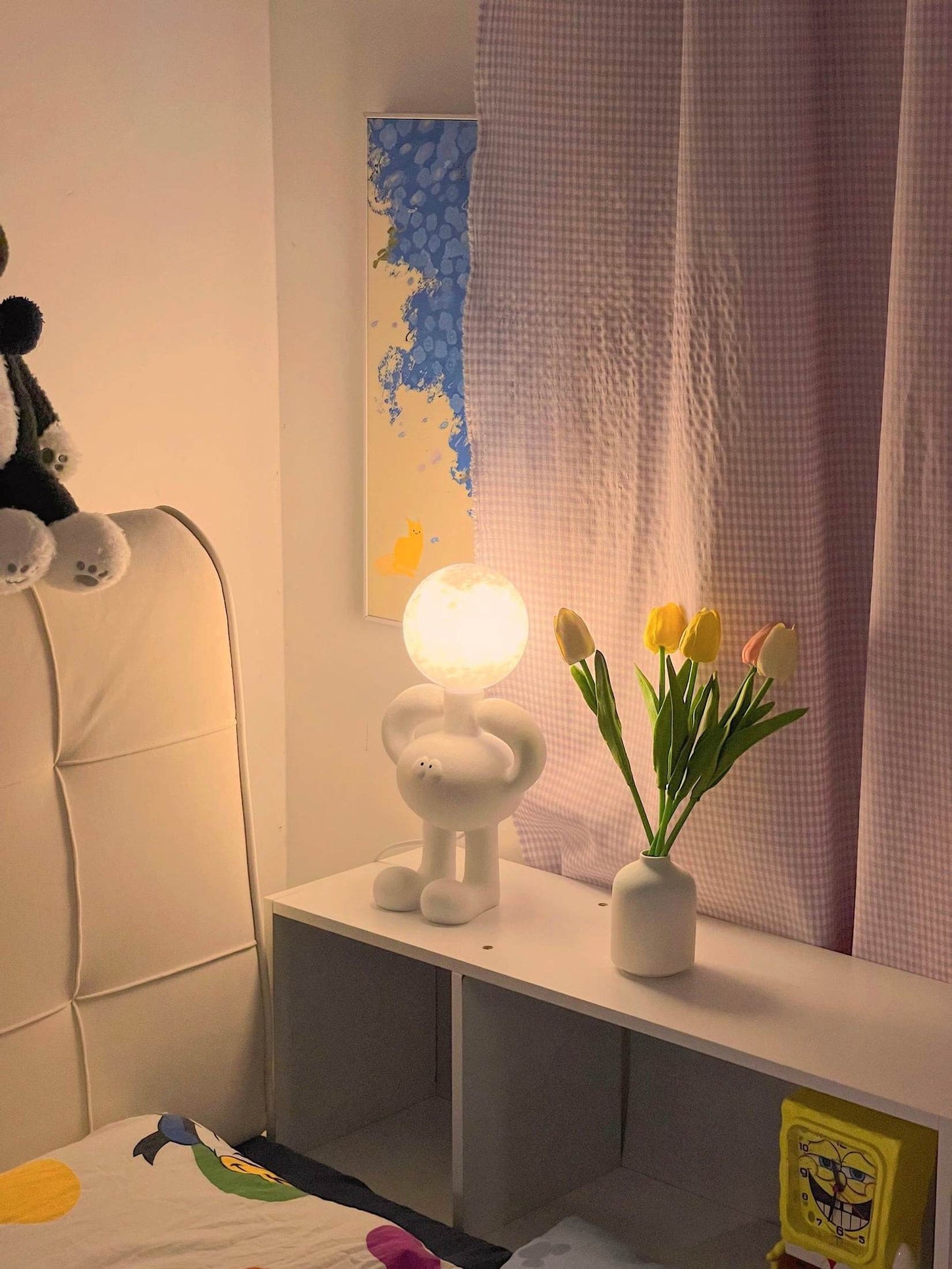 BotLuxe - Lampe de table avec design créatif de robot et lumière agréable