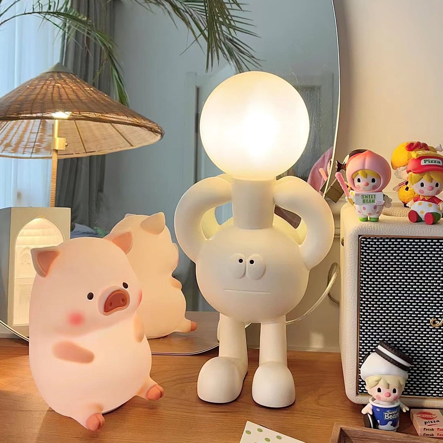 BotLuxe - Lampe de table avec design créatif de robot et lumière agréable