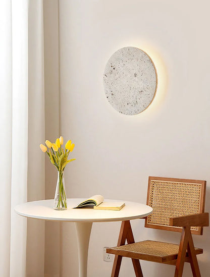 RoundStone - Applique murale ronde en travertin
