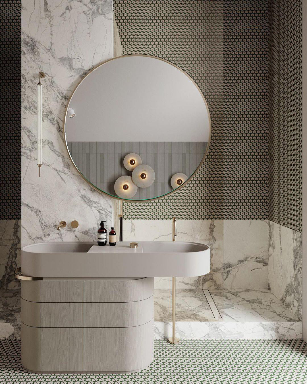 GlowMarble - Lampe murale ronde en marbre atmosphérique pour des accents élégants